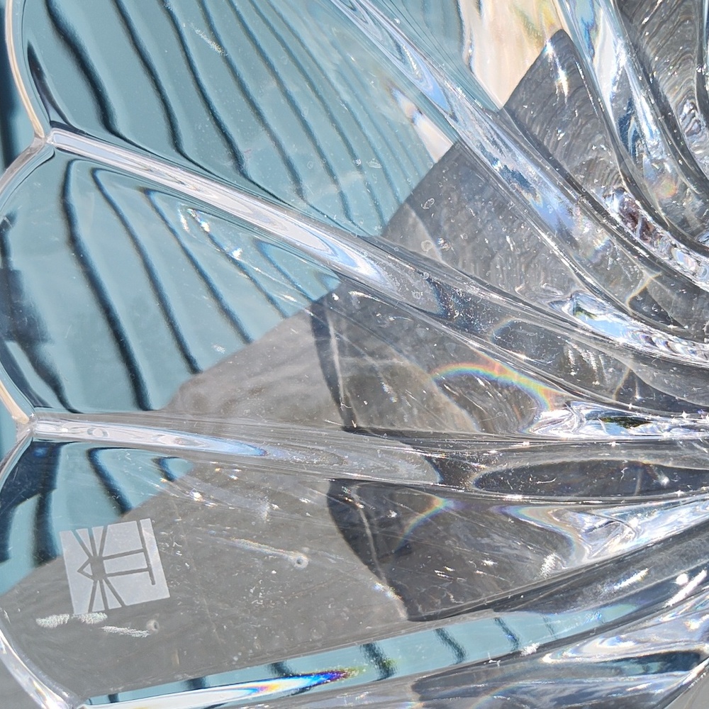 Waterford Crystal Round Bowl Signed Scalloped Edges with twist 7" Across